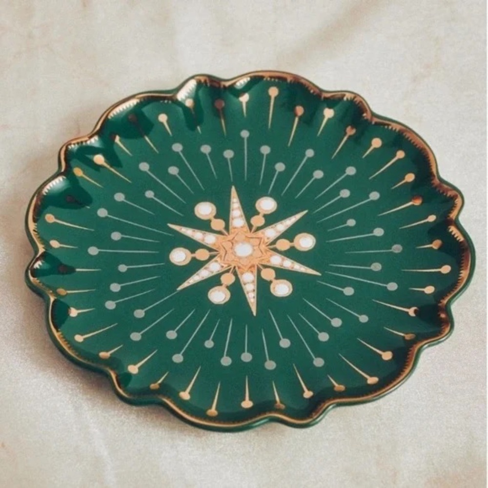 Anthropologie Catherine Martin Starry Night Dessert Plate Green